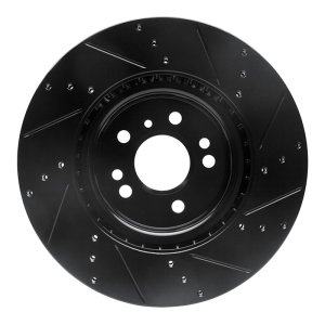 Mercedes-Benz ML350 Brake Rotor (1) - Front Left - R1 Concepts - Drilled & Slotted - Black - `12-`18